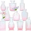 Pink Mini Bud Vintage Vase in Bulk 10PCS, Small Flower Vases for Centerpieces Beautiful Useful Vase Symbolism and Artistry Great for Decoration and Gift Sturdy Pretty Mini Wedding