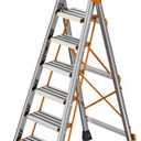 6 Step Folding Ladder, Step Stool with Wide Anti-Slip Pedal, Sturdy Steel Ladder, Convenient Handrail, Lightweight, Portable for Home, Kitchen, Garage