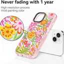 for iPhone 13 Pro MaxCase Cute - Durable Shockproof 6.6 ft Drop Impact Phone Case - Funny Passion Flower Design (6.7") Glitter Pink