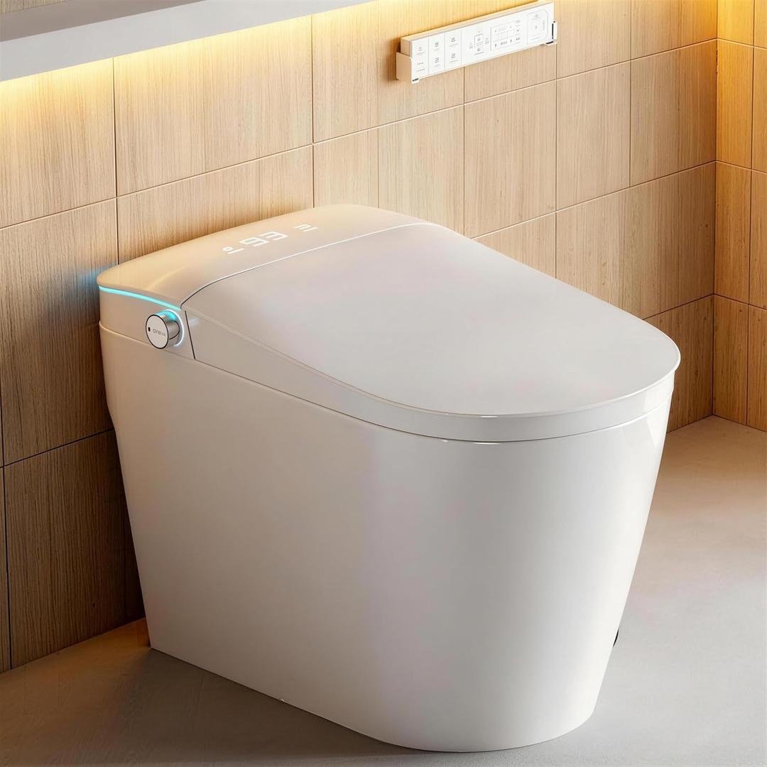 Smart Toilet with Bidet Built in, Dual Flush, Foam Shield, Manual Lid