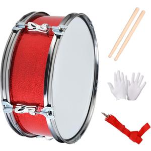 11inch Snare Drum with Adjustable Strap Professional Percussion Instrument Musical Instruments for Teens Birthday Gifts, Red