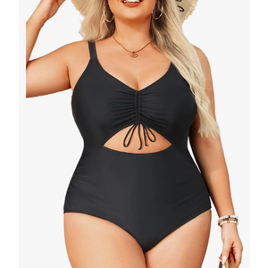 Daci Women Cutout One Piece Swimsuits Tummy Control Bathing Suits V Neck Monokini Swimwear, Size 22W
