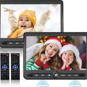 10.5" Dual Portable DVD Player, Arafuna Rechargable Car Screen Play A Same or Two Different Movies, Headrest for Car with 5-Hour, Support USB/SD, Last Memory