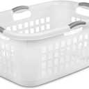 Sterilite 6 Pack Plastic Laundry Basket Clothes Hamper, 2 Bushel, Ultra, White