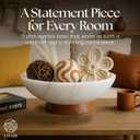 UMAID White Marble Decorative Bowl with Wood Pedestal 10" Handcrafted Centerpiece, Fruit Bowl, Coffee Table Decor & Entryway Catch-All Elegant Mothers Day Gifts for Mom