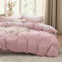 Bedsure Prewashed Duvet Cover King, Cotton-Like Soft Bedding Set, Pink