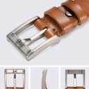 WOLFANT Full Grain Leather Casual Work Belts for Men,100% Italian Real Solid Leather (Waist 35"-36", 3.8wide-m/Tan)