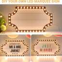 Large LED Wedding Bottle Service Sign, Personalized Marquee Signs with Letter Stickers for Wedding Reception, Birthday Party Nightclub Decor Entrance Props, DIY 20"x 12.1" Warm White Light Signage