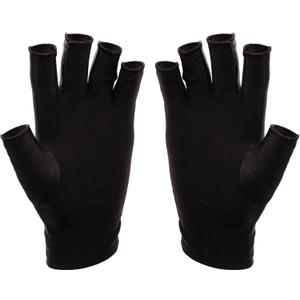 SUNUV LED Gloves for Gel Nails, UPF 50+ Anti UV Gloves for Gel Nail Lamp, Professional UV Gloves for Nail Techs (Black Gloves)