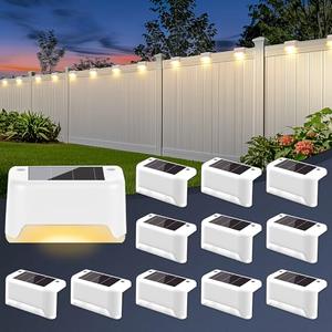 ESUNYD Solar Deck Lights Outdoor Waterproof, Solar Powered Fence Lights for Outside Stairs, Step, Yard, Patio, Garden and Pathway Decor(Warm White) 8 Pack