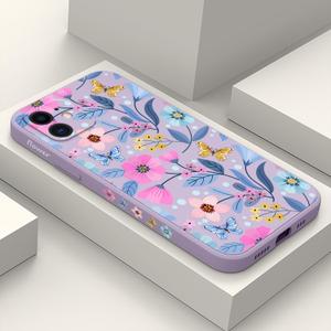 for iPhone 11 Case, Slim Silicone Anti Fingerprint Anti Scratch Microfiber Lining Phone Cover for iPhone 11 6.1 inch, Flower Purple