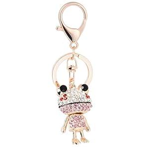 JZZNNFEZN Cute Frog Keychain for Women for Bag, Keychain for Bag Charms, Sparkling Keychains for Women Bags Purses (Pink)
