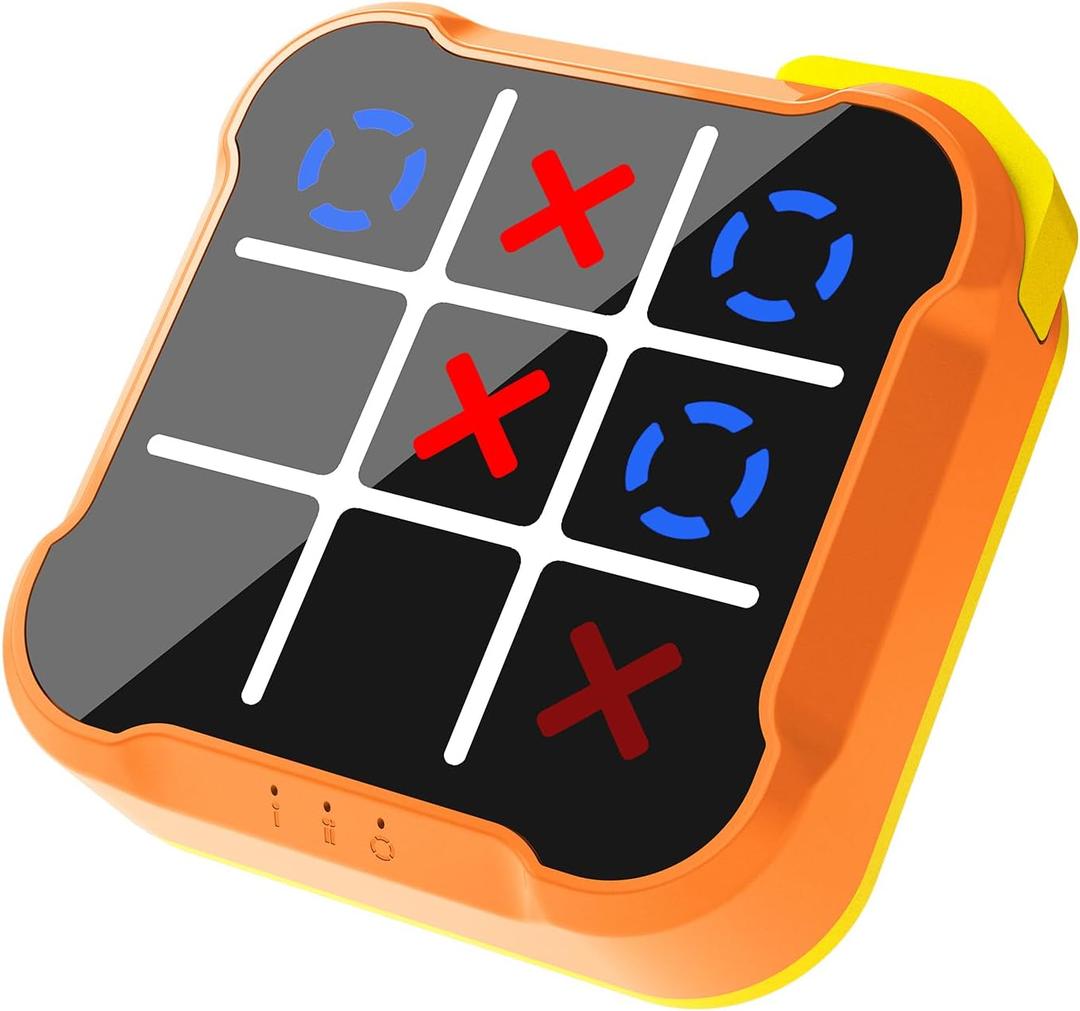 3 in 1 Electronic Tic Tac Toe Game, Handheld Puzzle Game, Brain Teaser Games, Portable Learning Toy, Office Break Queue Time, Birthday for Kids Adult (Orange)