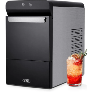 Gevi Household V2.0 Countertop Gemi Nugget Ice Maker Open and Pour Water Refill | Stainless Steel Housing | Fit Under Wall Cabinet | White