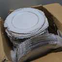 MAONAME 13" Antique White Charger Plates Set of 100, Embossed Plate Chargers Bulk, Round Charger for Dinner Plates, Plastic Table Chargers for Wedding Decor, Large