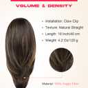 NTYNTY Ponytail Extension – 16” Claw Clip in Ponytail Hair Extensions Natural Soft Synthetic High Pony Tail Hairpieces for Women (Dark Brown with Highlights, 16 inch)