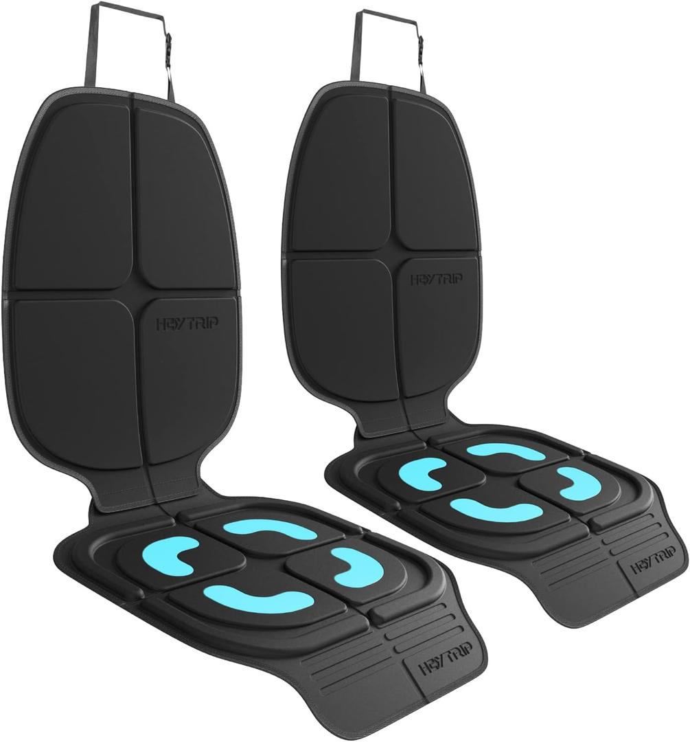 HEYTRIP Car Seat Protector, 2 Packs, Rear-Facing/Forward Facing Car Seat Mat for 0~12 Years Old Children, Waterproof, Easy Cleanup, Non-Slip, Fit Most Car Seats(Black Blue)