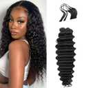 100% Human Hair Deep Wave Knotless Pre-Separated Crochet Hair feather crochet human hair extensions for Women Natural Color 16 Inch 120g