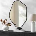 ULIKE Irregular Wall Mirror, 24x36 Inch Black Asymmetrical Mirror with Solid Wood Frame, Abstract Organic Shape Vanity Mirrors for Bathroom Bedroom Living Room Entryway