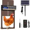 Automatic Chicken Coop Door Solar Powered, IP65 Waterproof Aluminum Auto Chicken Door with Timer Light Sensor Remote Control, Anti-Pinch Protection, LCD Display, 3 Power Modes for Poultry Duck Goose