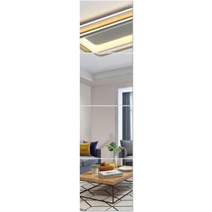 HD Glass Full Length Wall Mirror Tiles - Set of 4, 8'' x 8'' - Frameless, Ideal for Bedroom, Home Gym, Bathroom - Versatile Wall Decor and Over Door Mirrors with Toddler Mirror Stickers