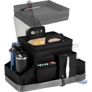 LUVHOMEE Car Organizers and Storage for Backseat & Front Seat - Collapsible Car Caddy w/Headrest Strap, Leakproof Cooler, Lid & Cup Holders | Fits Passenger Seat, Easy-Access Travel Snacks & Drinks