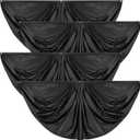 Peryiter 4 Pcs Black Pure Pleated Fan Flag Bunting 3 x 6 ft Bunting Half Fan Hanging Banner with 3 Grommet for Indoor Outdoor Holiday Halloween Yard Patriotic Decoration, Solid Color