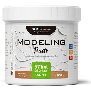 Nicpro Modeling Paste 571 ml / 28.2 oz for Acrylic Painting, High Density Acrylic Medium for Texture Art and Thickness, Structural Molding Texture Paste for Canvas Paint, Art Projects, DIY, 3D Effect