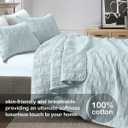 HORIMOTE HOME 100% Cotton Quilt Set King Size, Baby Blue Pre-Washed 3-Piece Bedspread Coverlet Set, Cozy Lightweight Stitching Bedding Cover with 2 Shams in Geometric Pattern for All Season