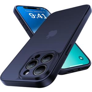 Shockproof for iPhone 15 Pro Max Case, [Camera Protection] [Military-Grade Drop Protection] Protective Anti-Yellow Slim Translucent Skin-Friendly Case for iPhone 15 Pro Max, Titanium Blue