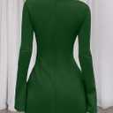PRETTYGARDEN Womens Fall Long Sleeve Mini Dress 2025 Trendy Boat Neck Bodycon Knit Elegant Short Party Formal Dresses (Green, L)