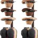 Cinati Cowboy Hat Rack, Cowboy Hat Holder Wall Mount Holds up to 4 Hats, Wooden Western Rustic Metal Cowboy Hat Hanger with Arrow Sign Board, Hat Rack for Cowgirl Hat, Fedora, Sun Hats (2 pack)