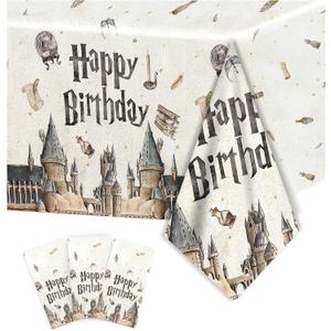 2 x 3Pcs Magical Wizard Tablecloth Birthday Party Supplies Plastic Disposable Rectangular Watercolor Table Cover Birthday Decorations for Kids 54 * 108 inch