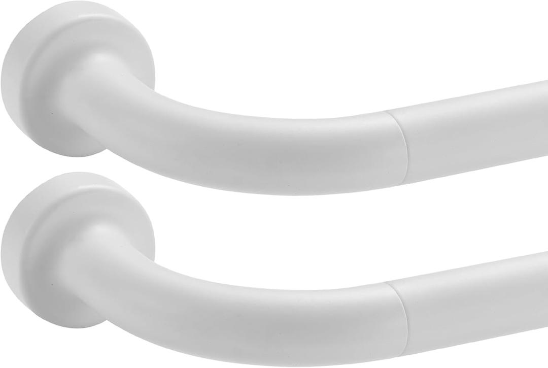 2 Pack Matte White Disc Curtain Rods, 48-84 Inches Window Curtain Rod,Adjustable Room Darkening Curtain Rod with Aluminum Finials and Brackets,Wrap Around Design