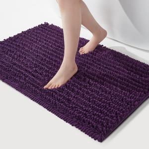 FLOLEOPA Soft Plush Microfiber Bathroom Rugs, Absorbent Bath Rugs Non Skid Machine Wash Dry Bath Mats for Tub,Shower and Bath Room Floor Mats (20x32inches, Plum)