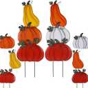 Juegoal 2 Pack Fall Decorations Outdoor Garden Stakes, 33 Inch Stacked Metal Thanksgiving Pumpkins Yard Signs, Decorative Pumpkin Stake for Home Fall Autumn Harvest Halloween Patio Lawn Decor