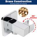 NearMoon Brass Hand Held Shower Head, Luxury High Pressure Shower Kit with Wall Connector and Hose Set, for Bathroom Showering System Contemporary Square Style (Chrome Finish)