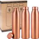 NORMAN JR, Copper Water Bottle 1L - Gift Box of 3, Plain, an Ayurvedic vessel made of pure copper - helps you drink more water with many health benefits