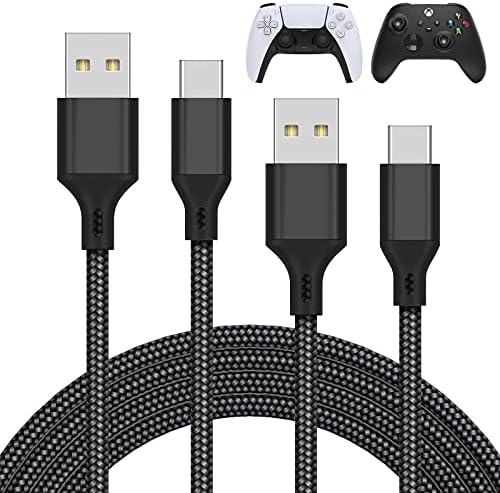 MENEEA Charger Charging Cable for PS5/PS5 Pro Controller,for Xbox Series X/S,for Nintendo Switch 2 Pack 10FT Replacement USB C Cord Nylon Braided Type-C Ports for PlayStation 5 Skin & Protector Sets
