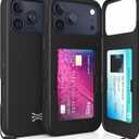 TORU for iPhone 17 Pro Wallet Case with Card Holder, Hidden ID Credit Card Slot Flip Kickstand, Slim Fit Shockproof Heavy Duty Phone Cover with Strap - Black