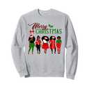 Black African American Santa Apparel Christmas Melanin Women Sweatshirt. L