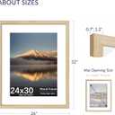 24x30 Poster Frame, Natural Oak Wood Frame with 18x24 Mat, 3 Pack