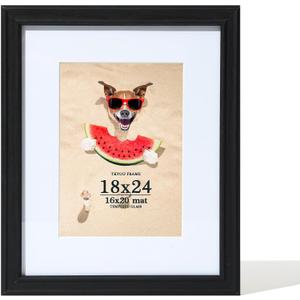 18x24 Picture Frame Black, Poster Frame 18x24 Mat Frame 16x20 Wooden Frame for Wall with Real Glass 18 by 24 for Art Puzzle Frames -Home Decor, 18x24in