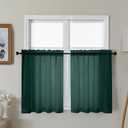 Gwine Hunter Green Sheer Curtains 30 Inch Length, Short Light Filtering Voile Small Cafe Kitchen Curtains with Rod Pocket, Short Curtain for Bathroom Window, 42x30 Inch, 2PCS