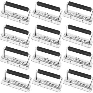 HOIGON 12 Pack Spring Loaded Case Handle, Surface Mounted Chest Handle with Rubber Grip, Spring Loaded Drop Pulls Handle for Flight Case, Cabinet, Tool Box