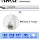 Amgolibi T5 14W 4100K Fluorescent Tube, 22 Inches F14T5/841 Straight Fluorescent Bulb, F14T5/CW Fluorescent Lamp for Counter and Cabinet Fixture, Cool White 1250 Lumen G5 Base