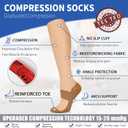 Sooverki Copper Compression Socks for Men & Women 8 Pack 15-20mmHg - Knee High Stockings Best Support for Running Athletic Large-X-Large, 04 Nude