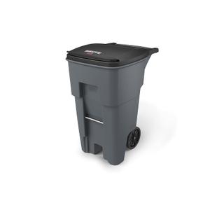 Rubbermaid Commercial Products BRUTE Rollout Plastic Trash/Garbage Can/Bin with Wheels 65 Gal for Restaurants/Hospitals/Offices/Back of House/Warehouses/Home (Gray)