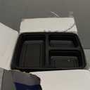 50 Pack (100-Piece) 32 oz Meal Prep Containers Reusable with Lids 3-Compartment, To Go Take Out Plastic Food Storage Containers, Sturdy Leakproof Food Safe, Microwave Freezer Dishwasher Safe, Black