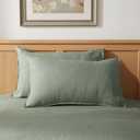 TOSMO 100% Linen Pillowcase Queen Size, Set of 2, Stone Washed Pillowcases Envelope Closure, Soft and Durable Pillow Cases, 20" X 30", Sage Green
